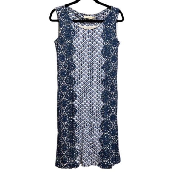 TORY BURCH Porter Dress | Size Small | Blue Geometric Print - Picture 8 of 14